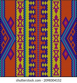 Pattern, ornament  ethnic, folk, geometric, mosaic for fabrics, interiors, ceramics and furniture in the Latin American style.