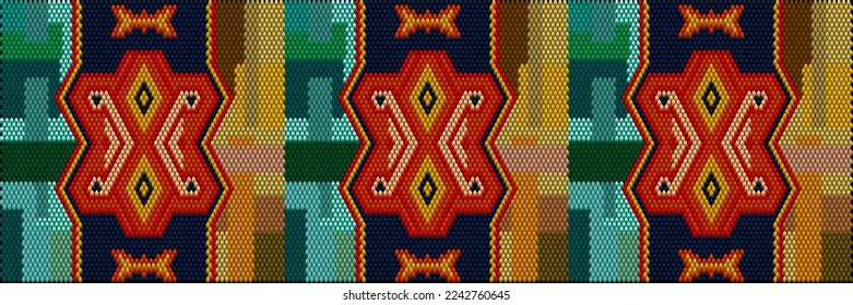 Pattern, ornament  ethnic, folk, geometric, mosaic for fabrics, interiors, ceramics and furniture in the Latin American style.