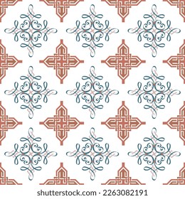 Pattern, ornament  ethnic, folk, geometric, mosaic for fabrics, interiors, ceramics and furniture in the Latin American style.