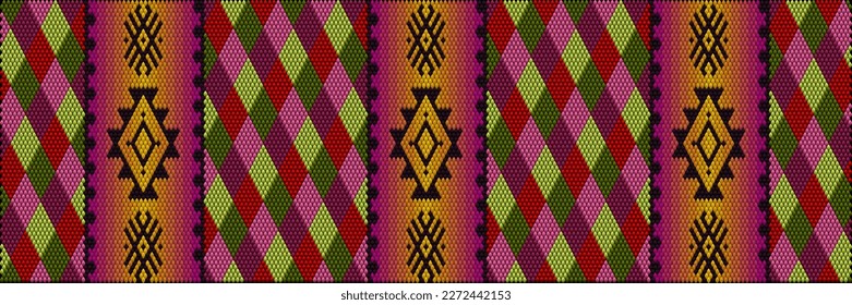 Pattern, ornament  ethnic, folk, geometric, mosaic for fabrics, interiors, ceramics and furniture in the Latin American style.