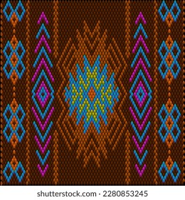 Pattern, ornament  ethnic, folk, geometric, mosaic for fabrics, interiors, ceramics and furniture in the Latin American style.