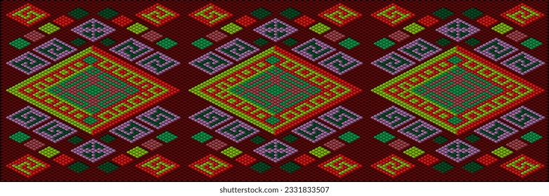 Pattern, ornament  ethnic, folk, geometric, mosaic for fabrics, interiors, ceramics and furniture in the Latin American style.
