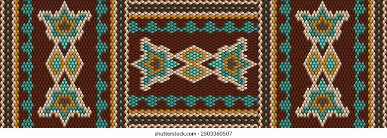 Pattern, ornament  ethnic, folk, geometric, mosaic for fabrics, interiors, ceramics and furniture in the Latin American style.