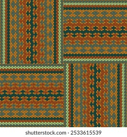 Padrão, ornamento étnico, folclórico, geométrico, mosaico para tecidos, interiores, cerâmica e móveis no estilo latino-americano.