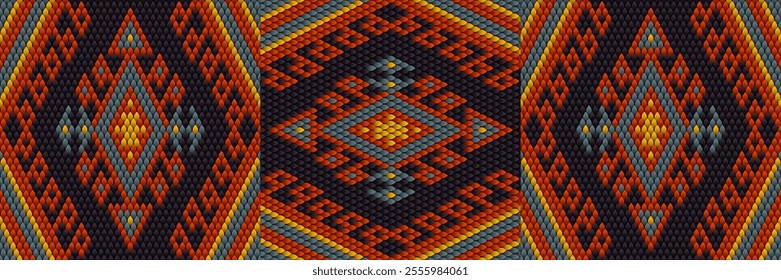 Pattern, ornament  ethnic, folk, geometric, mosaic for fabrics, interiors, ceramics and furniture in the Latin American style.