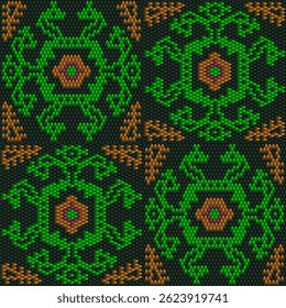 Padrão, ornamento étnico, folclórico, geométrico, mosaico para tecidos, interiores, cerâmica e móveis no estilo latino-americano.