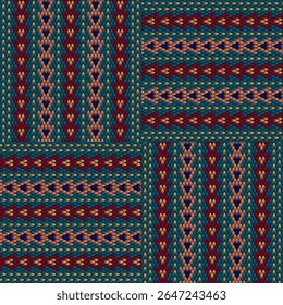 Padrão, ornamento étnico, folclórico, geométrico, mosaico para tecidos, interiores, cerâmica e móveis no estilo latino-americano.