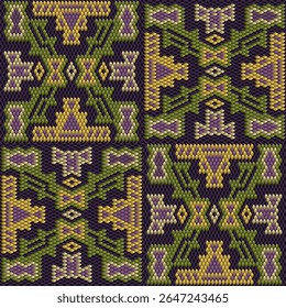 Padrão, ornamento étnico, folclórico, geométrico, mosaico para tecidos, interiores, cerâmica e móveis no estilo latino-americano.