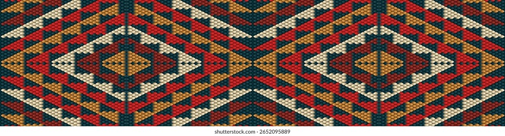 Padrão, ornamento étnico, folclórico, geométrico, mosaico para tecidos, interiores, cerâmica e móveis no estilo latino-americano.