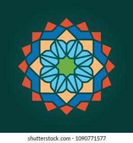 Pattern ornament geometry islam arab colorful. Decoration of Islamic geometry patterns