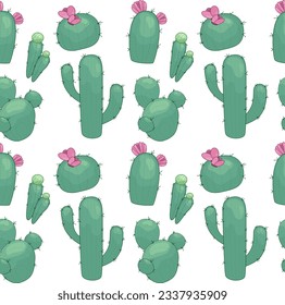 Pattern with ornament hand drawn colored lettering, cacti and succulents. Vector poster in sketch style.