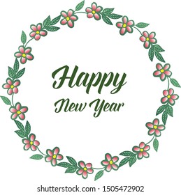Pattern ornament of leaf floral frame for card celebration happy new year. Vector