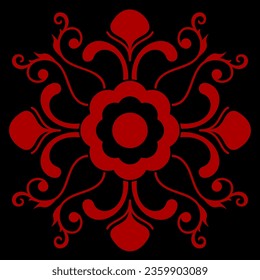 pattern ornament red snowflake for decoration and holiday