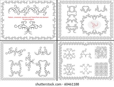Pattern,  ornament, seamless and  frame from one element