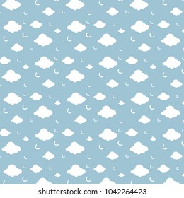 Pattern Ornament with white cloud pattern on blue background