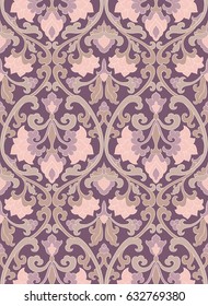 Pattern with ornamental flowers. Filigree ornament. Template for wallpaper, textile, shawl, carpet and any surface. 