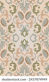 Pattern with ornamental flowers. Soft color floral ornament. Template for wallpaper, textile, shawl, carpet and any surface.