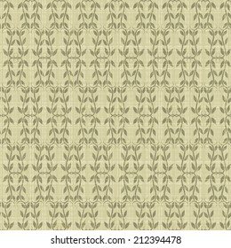 Pattern with ornamental Leaves. The Swirl elements on a brown Background. Seamless fabric design wallpaper. Texture with the repeating branches. Curl lines. Textile floral print. Vector illustration.