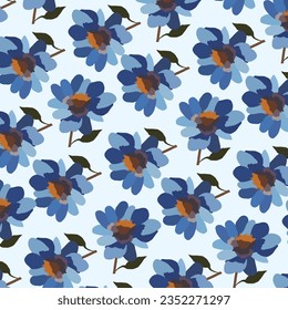 Pattern ornamented of beauty blue flowers 