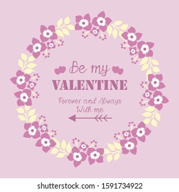 Pattern ornate elegant floral frame, romantic, for card decor happy valentine. Vector