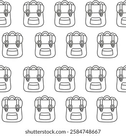 Pattern outline of backpack, briefcase, schoolbag. School and travel