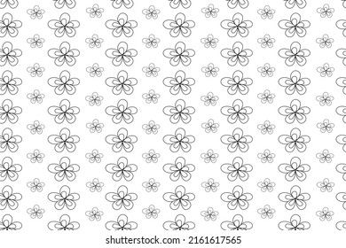 Pattern with outline flowers on white background. Hand-drawn seamless floral doodles. For art texture, wallpapers, wrapping paper or invitation. Vector illustration