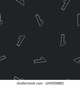 Pattern with outline number one. Seamless tile with white numeral one on black board background. First number in math alphabet.