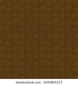 The pattern of outlined paws on a brown background