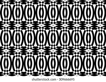  Pattern ovals and rhombuses black and white color, modern style