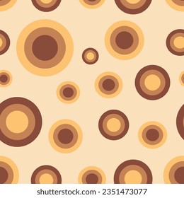 Pattern with overlapping circles in the autumn color theme. Retro seamless pattern vector with geometric round shape. Autumn background.