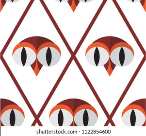 pattern with owls and rhombus