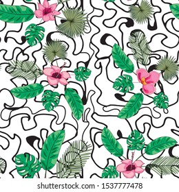 Pattern for packaging or printing on fabric. 
tropics and geometric pattern