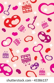 Patrón de papel de embalaje para el Día de San Valentín, ilustración vectorial