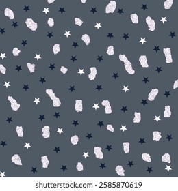 Pattern Paint Silver And Star Navy Colour