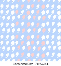 pattern of painted graphic colored shapes, stains, textures on a blue background