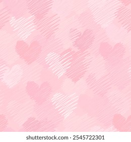 Padrão de corações pintados. Fundo rosa. 