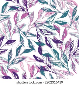 pattern painted with watercolor by hand, purple leaves, for invitations, print. digital drawing and watercolor texture. background for textile decor and design. 