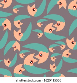 pattern pair of red-eyed fish gray background