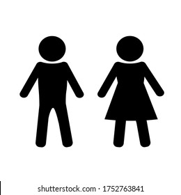 
Pattern of a pair of symbols for a public restroom. A rounded sign for distinguishing the gender of a lady and a gentleman. Man and woman.Flat design badges in black on a white background. Vector