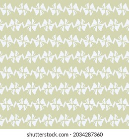 Pattern in pale blue and beige tones, with stylized flowers arranged linearly. Wallpaper design.
