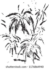 A pattern of palm leaves on a white background.