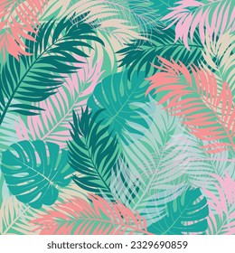 Hojas de palma de patrón, diseño trópico, ilustración vectorial