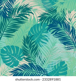 Pattern Palm leaves, tropic design, vector illustration