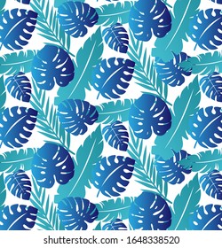 Pattern of palm leaves. Tropical leaves of palm tree. Vector background.