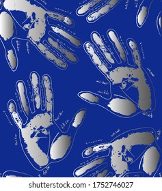 Pattern with palm print, palmistry and esoteric palm sign 