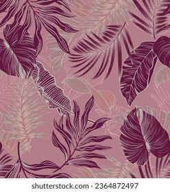 pattern palm summer tropical flowers - Shutterstock ID 2364872497