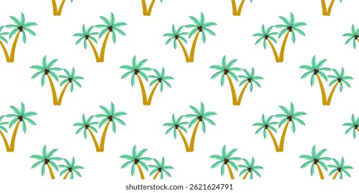 Pattern of palm trees on a white background creates a tropical vibe for design projects