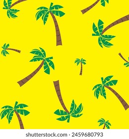 pattern with palm trees and yellow background