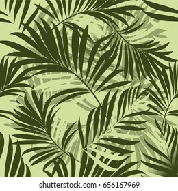 Pattern of palm tropical leaves. Editable vector image.