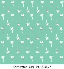 Pattern with palms on green background, vector